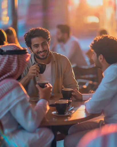 مجتمع يتواصل في لقاء اجتماعي